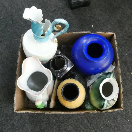 6 ASST. PCES CHINA INCLUDING CHAMELON WARE VASE (CHIP TO RIM) etc