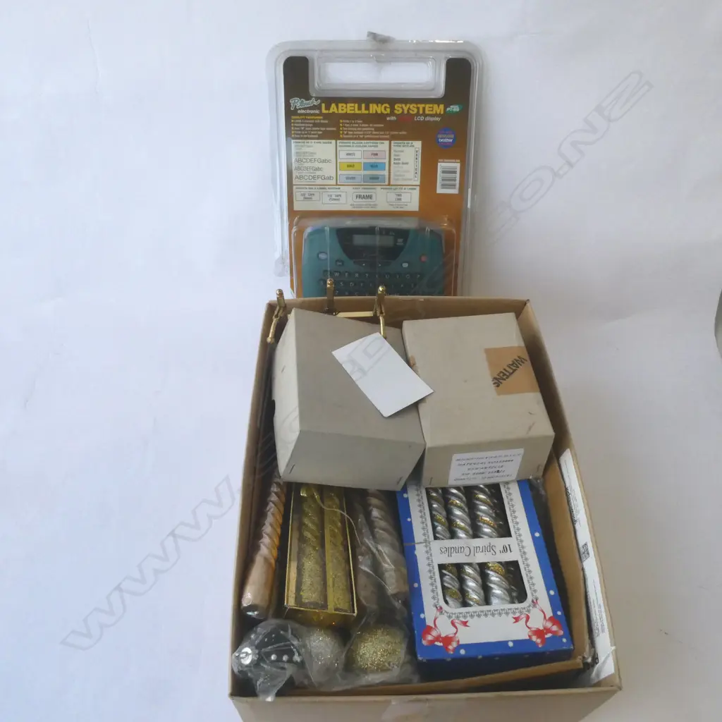 BOX OF CANDLES PINS & LABEL SYSTEM ETC Image 1++