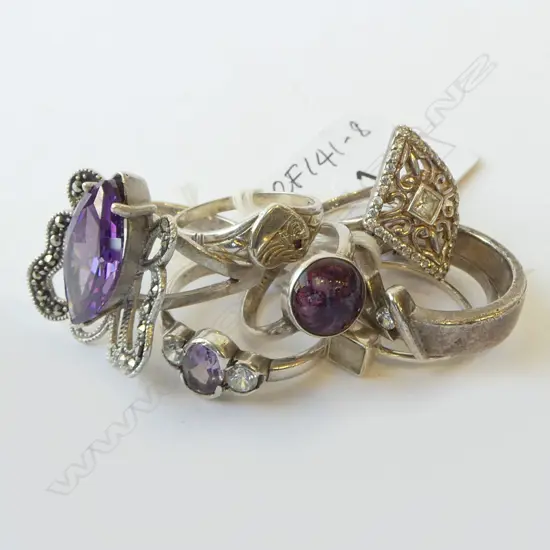 8 ASST. SILVER RINGS w STONES