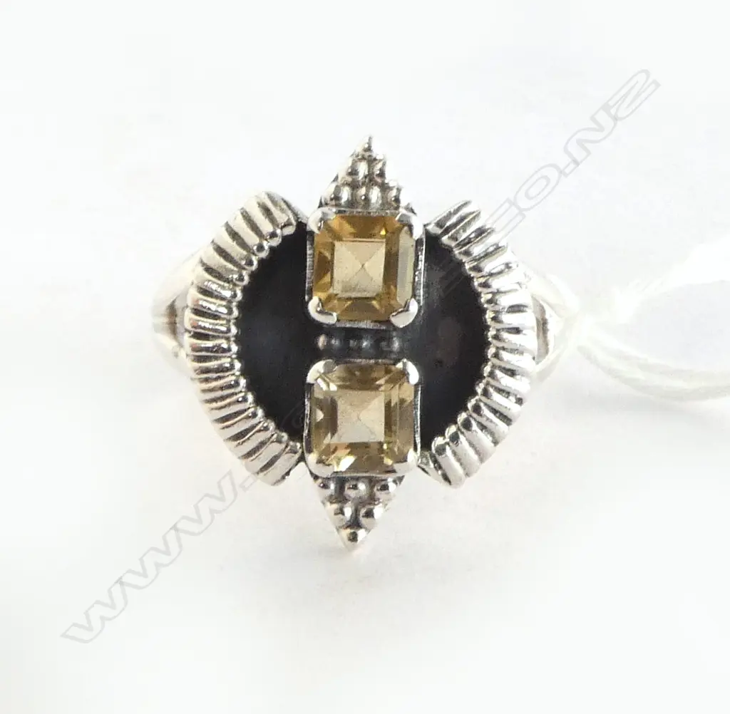 SILVER SET CITRINE RING SIZE U Image 1++