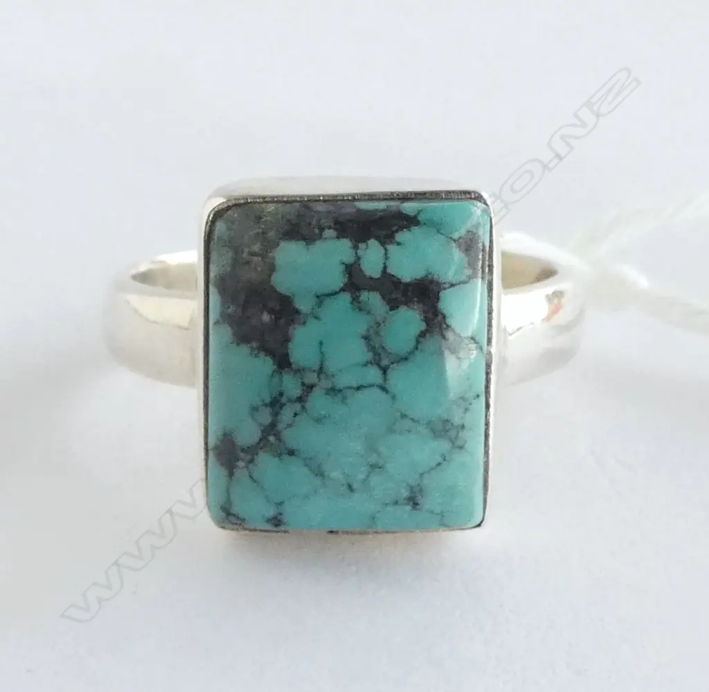 SILVER TURQUOISE SET RING O Image 1++