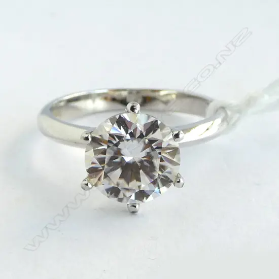 SILVER  ( S925)?  MOISSONITE SOLITAIRE, 3ct, GRA CERT size R1/2