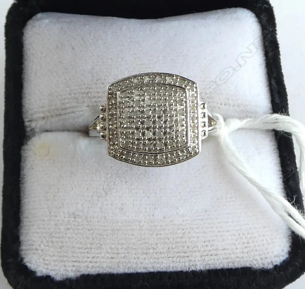 Rhodium plated 925 & 62 small DIAMOND RING valuation. SIZE P Image 1++