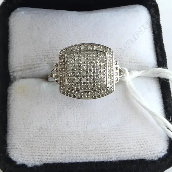 Rhodium plated 925 & 62 small DIAMOND RING valuation. SIZE P