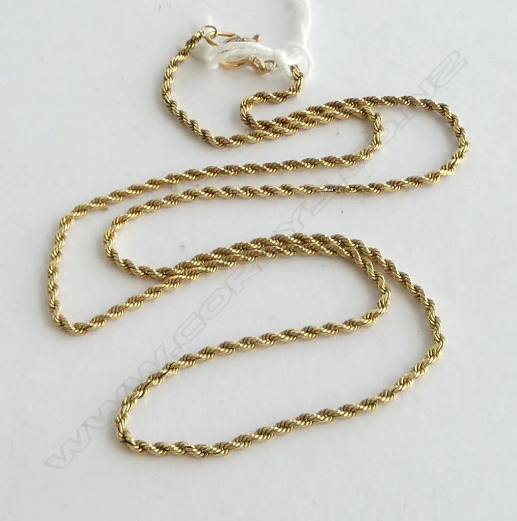 9ct YELLOW GOLD ROPE TWIST NECK CHAIN L.460mm 6.66gms Image 1++