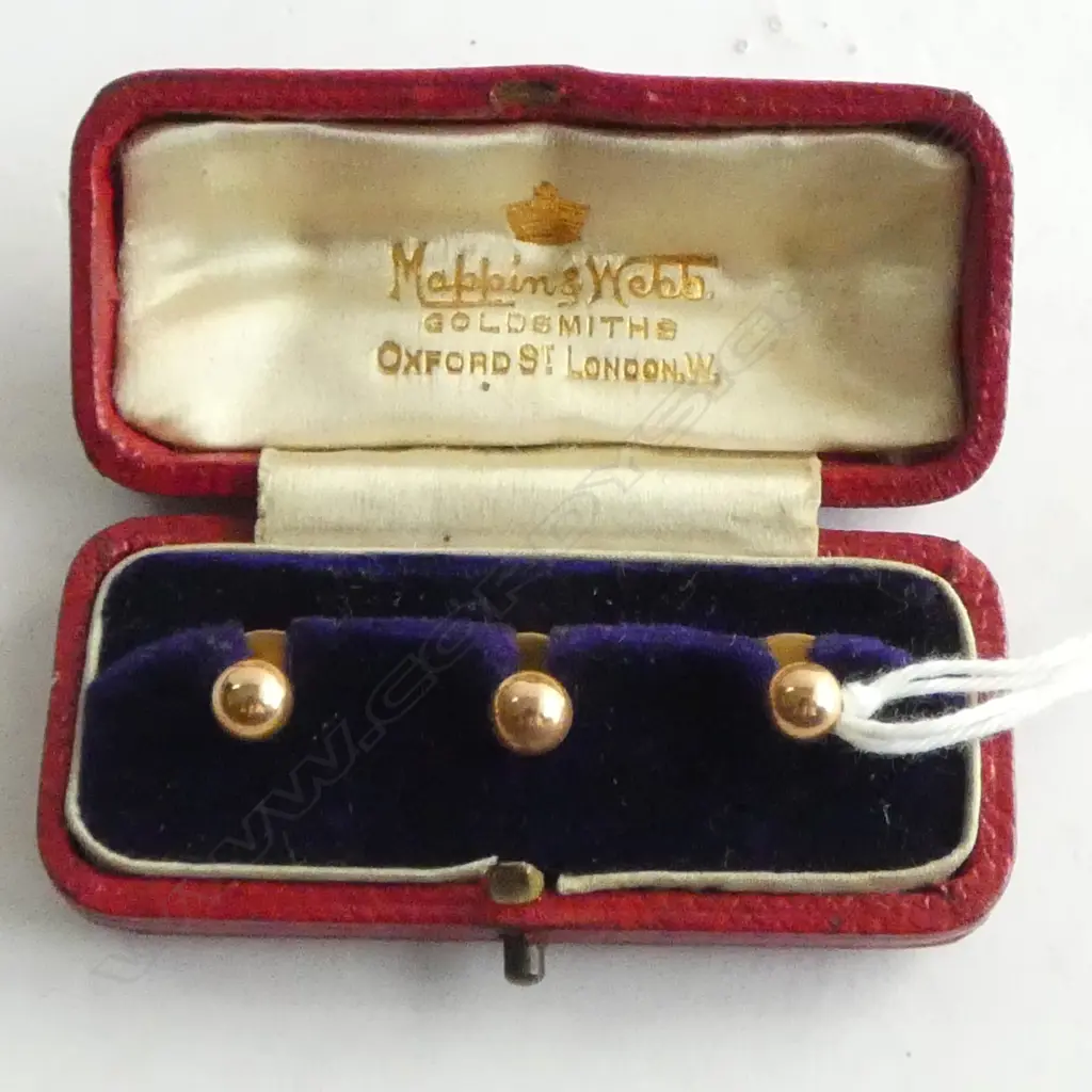 15ct ROSE GOLD SET 3 SHIRT STUDS ball form 3.1gms in original box Image 1++