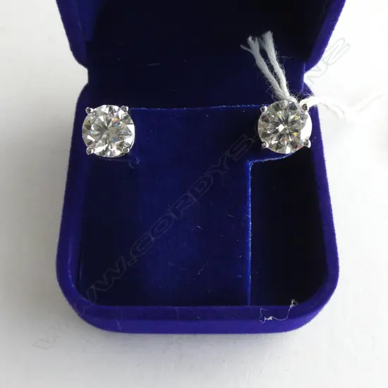 SILVER STUD EARRINGS SET w MOISSANITE, 3ct, GRA CERT