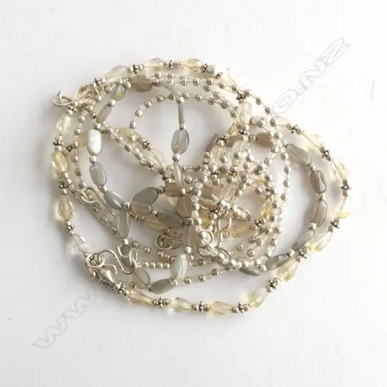 3 SILVER & BEAD NECKLACES & 3 MATCHING BRACELETS