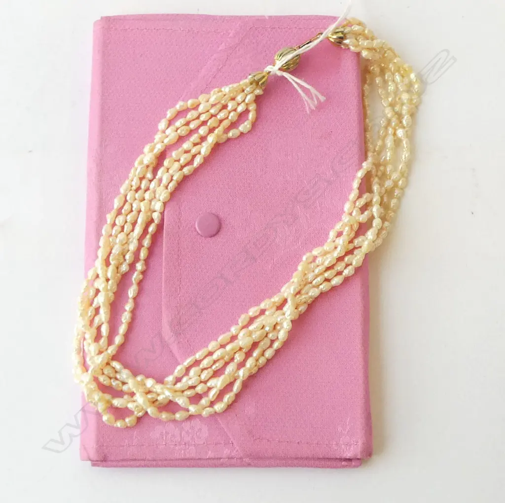 6 STRAND NECKLACE of FRESHWATER PEARLS Image 1++