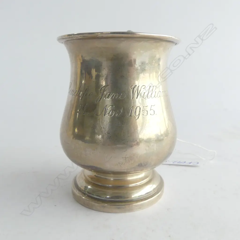 SILVER baluster CHRISTENING MUG Sheffield 1955 81.7gms Image 1++