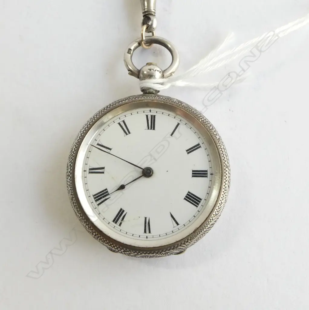 **RTV** EDW SILVER POCKET WATCH, B'HAM 1881 ON CHAIN + BOTTLE w. STG SILVER CAP 18gms... Image 1++
