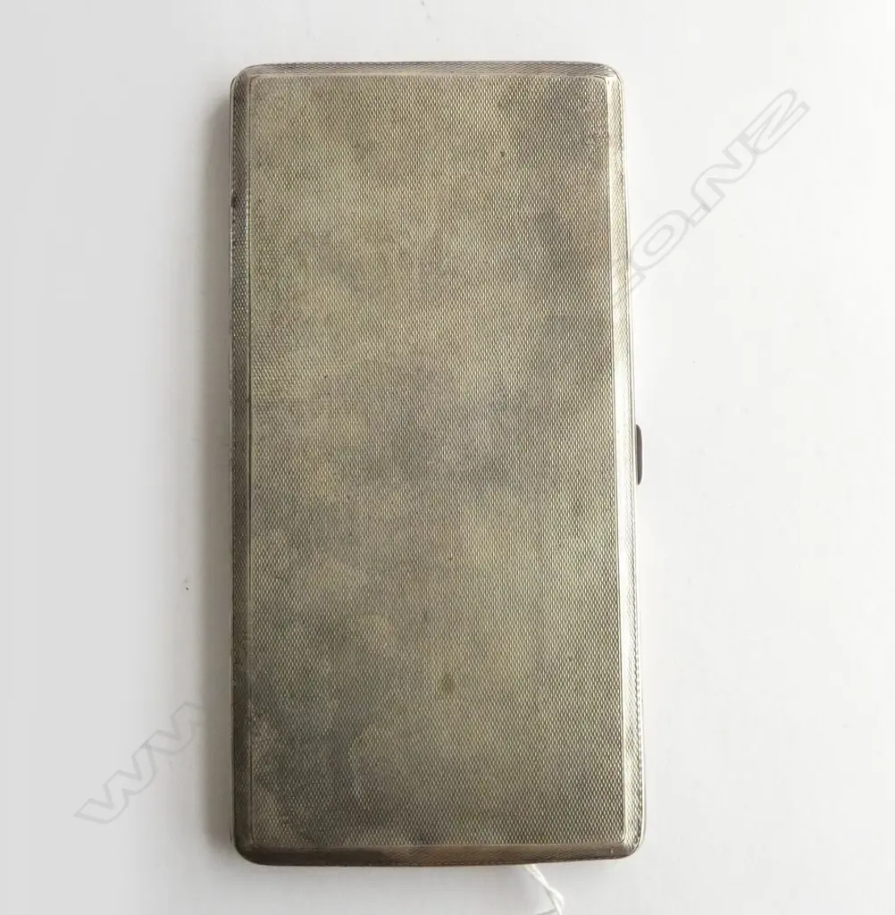 STG SILVER CIG. CASE, ENGRAVED 'W.G. LEWIS WANGANUI', LONDON 1935, JUBILEE MARK, 244gms Image 1++