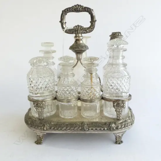 ANTIQUE SILVER PLATE CRUET SET - FAULTS