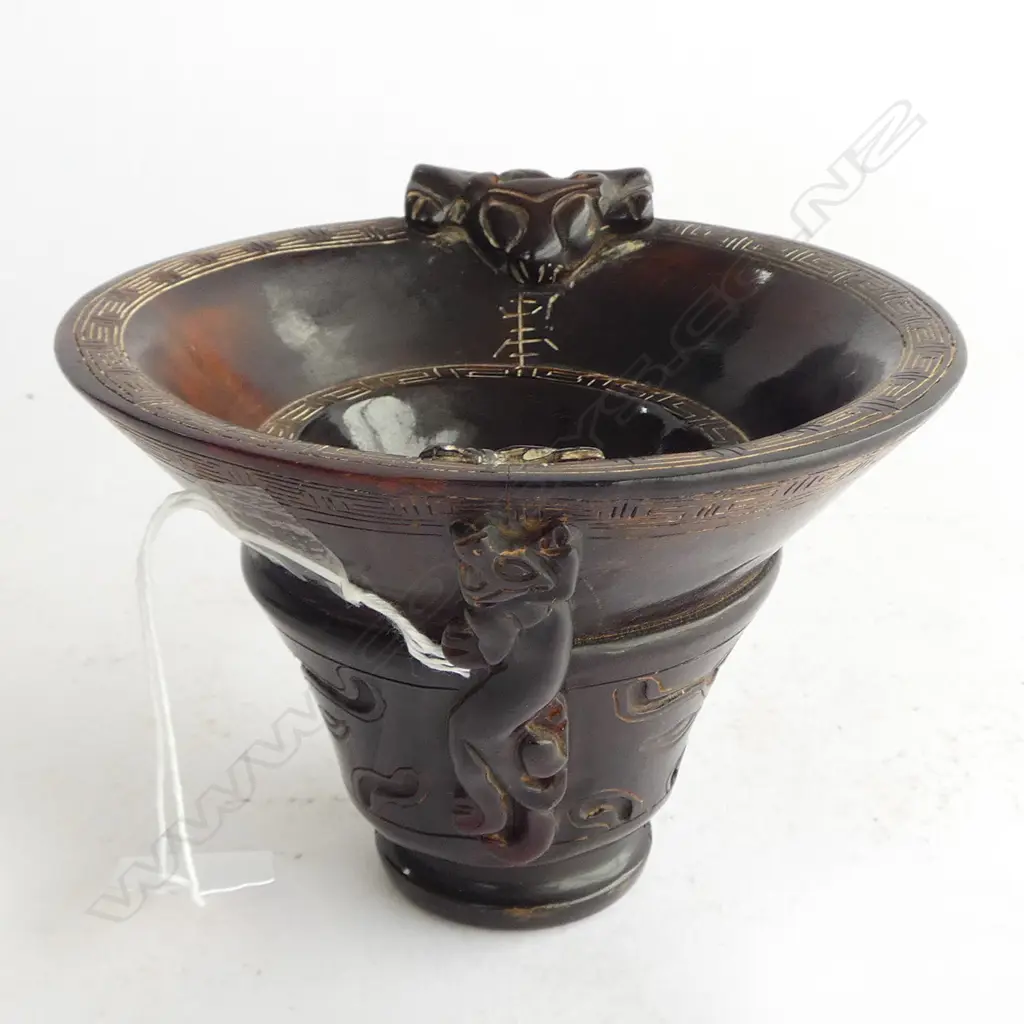 CHINESE BUFFALO HORN LIBATION CUP Image 1++