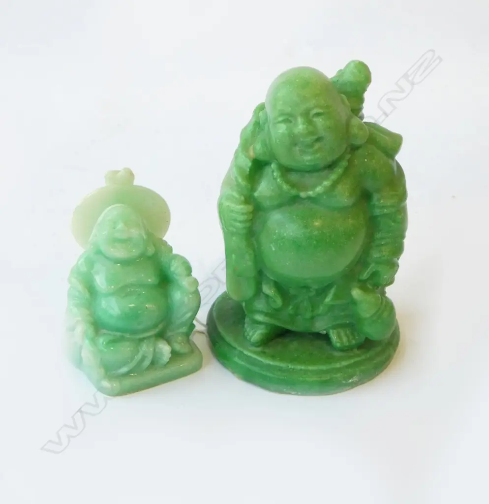 2 CHINESE BUDDHA H.85mm - COMPOSITE GREEN MATERIAL Image 1++