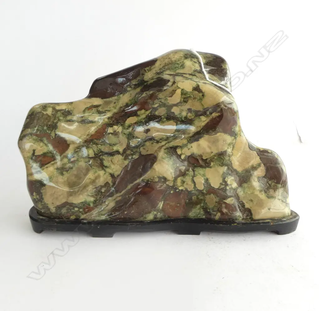 JAPANESE SUISEKI Scholar's STONE ON WOODEN BASE H.190mm Image 1++