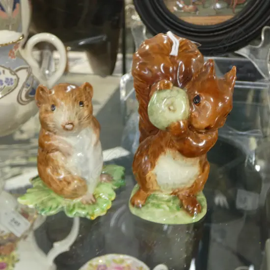 2 BESWICK BEATRIX POTTER FIGURINES; SQUIRREL NUTKIN & TIMMIE WILLIE H.90mm