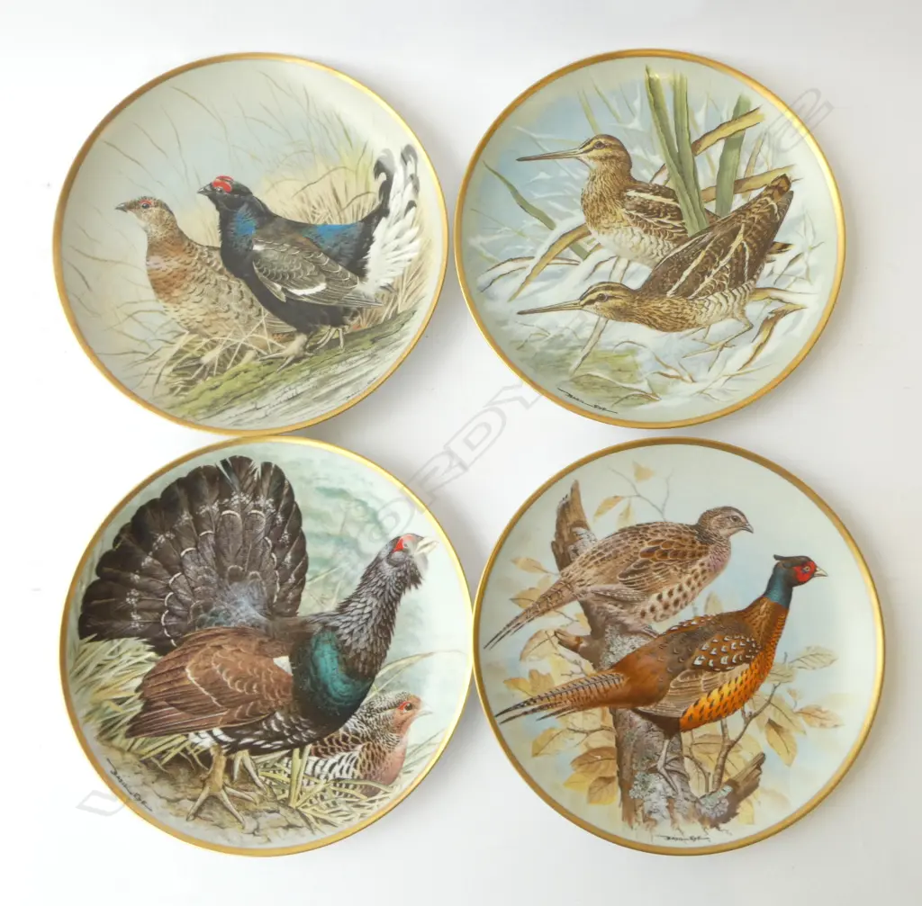 4 FRANKLIN PORCELAIN 'GAMEBIRDS OF THE WILD' CABINET PLATES Dia.230mm Image 1++