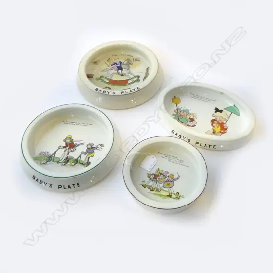 4 VINTAGE SHELLEY CHINA CHILDS PLATES