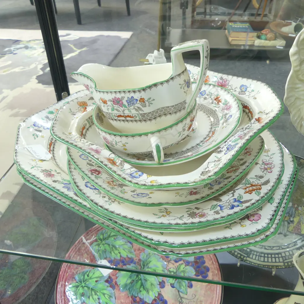 9 PCS COPELAND SPODE 'CHINESE ROSE' PATTERN CHINA Image 1++