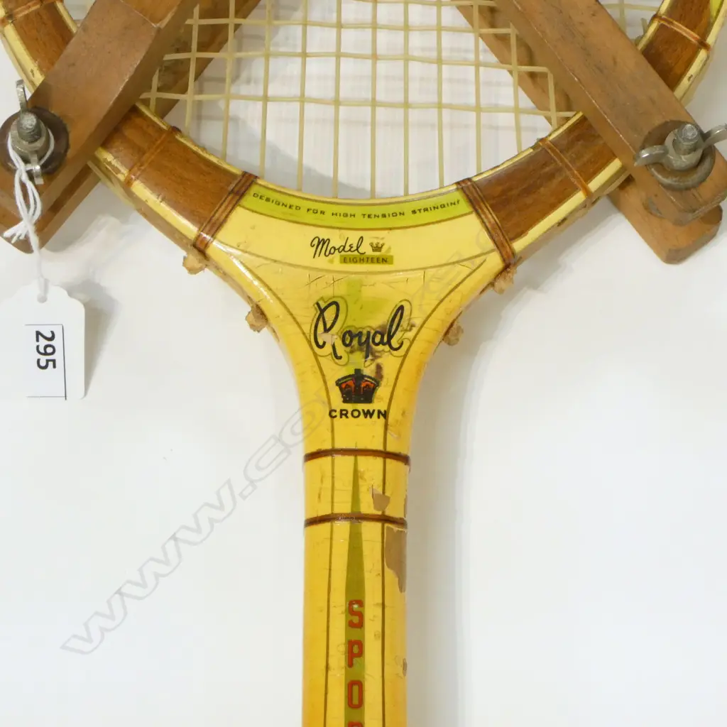 "ROYAL CROWN” WOODEN RACQUET BY “SPORTSPLY” c.1950... Image 1++
