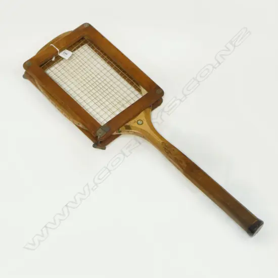 “PITCHLEY ESSEX” EARLY WOODEN RACKET MADE BY “SPALDING” OF ESSEX ENGLAND...