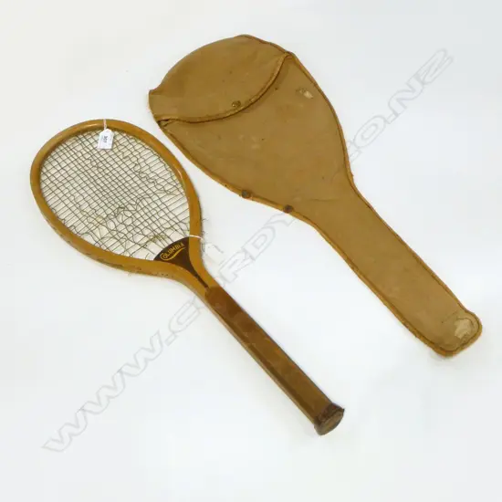 EARLY “COLUMBIA” WHITE ASH WOODEN RACKET BY WRIGHT & DITSON USA FOR SEARS c. 1904-1920’S...