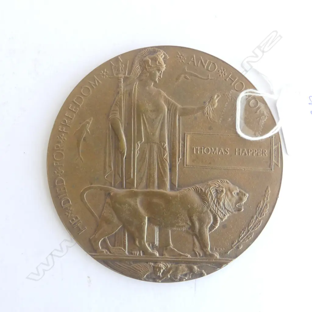 WW1 MEMORIAL PENNY to Thomas Harper Dia.120mm Image 1++