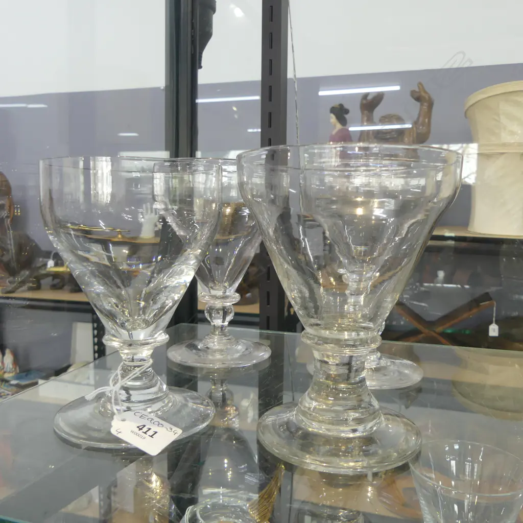 HARLEQUIN SET OF 4 GEORGIAN/VICTORIAN RUMMER GLASSES  Image 1++