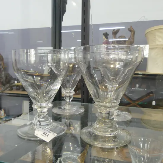 HARLEQUIN SET OF 4 GEORGIAN/VICTORIAN RUMMER GLASSES 