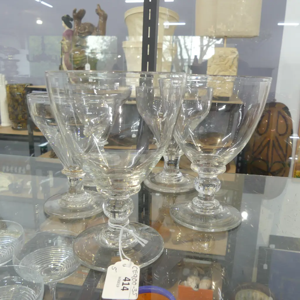 HARLEQUIN SET OF 5 GEORGIAN/VICTORIAN RUMMER GLASSES  Image 1++