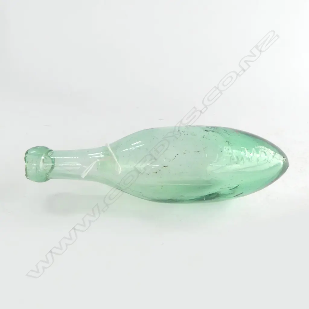 ANTIQUE 'J. GEY AUCKLAND' TORPEDO GLASS BOTTLE. J GREY, AUCKLAND c1870 L.250mm Image 1++