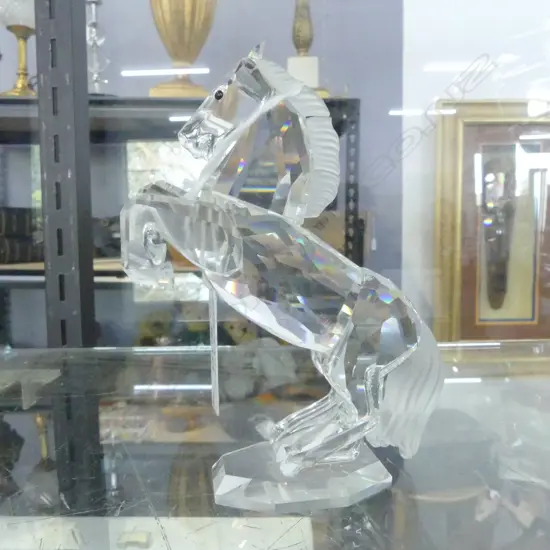 SWAROVSKI CRYSTAL REARING HORSE H110MM WITH BOX (AF) (1 ear missing)