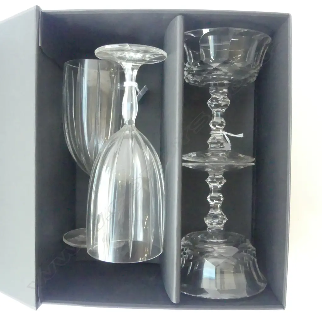 2 WATERFORD STEMMED TARTZARS H140MM  & 2WATERFORD STEMMED WINE GLASSES H210MM + BOX Image 1++