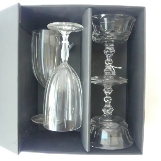 2 WATERFORD STEMMED TARTZARS H140MM  & 2WATERFORD STEMMED WINE GLASSES H210MM + BOX