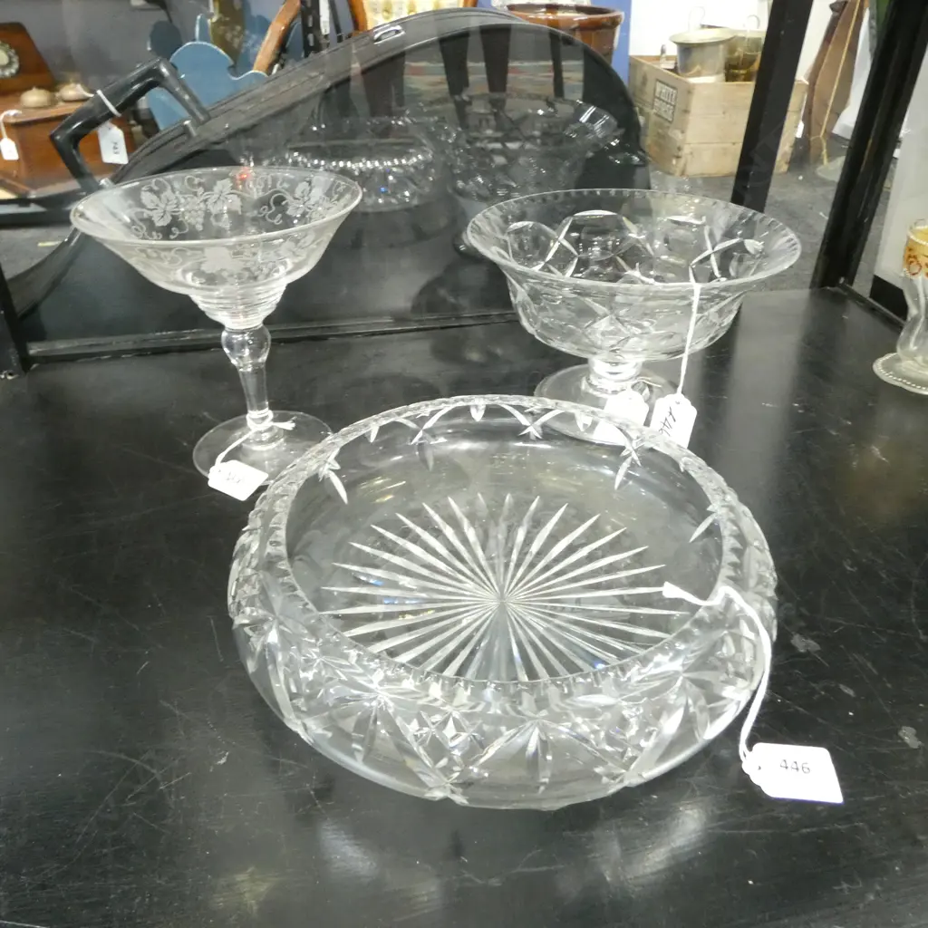 CRYSTAL BOWL  DIA260MM STEMMED BOWL DIA210 & STUART CRYSTAL COMPORT Image 1++