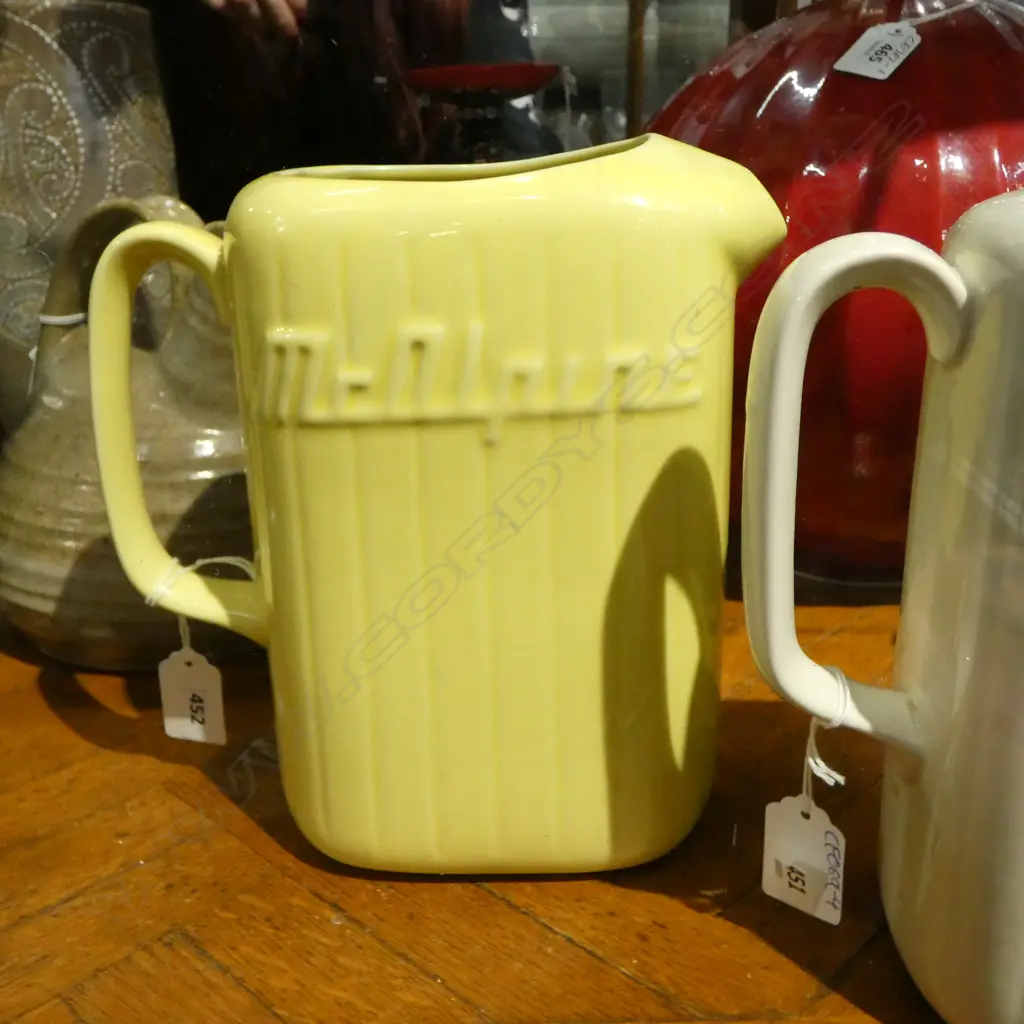 PROBABLY A COPY YELLOW GLAZE MCALPINE JUG H.220mm no mark stamped Image 1++