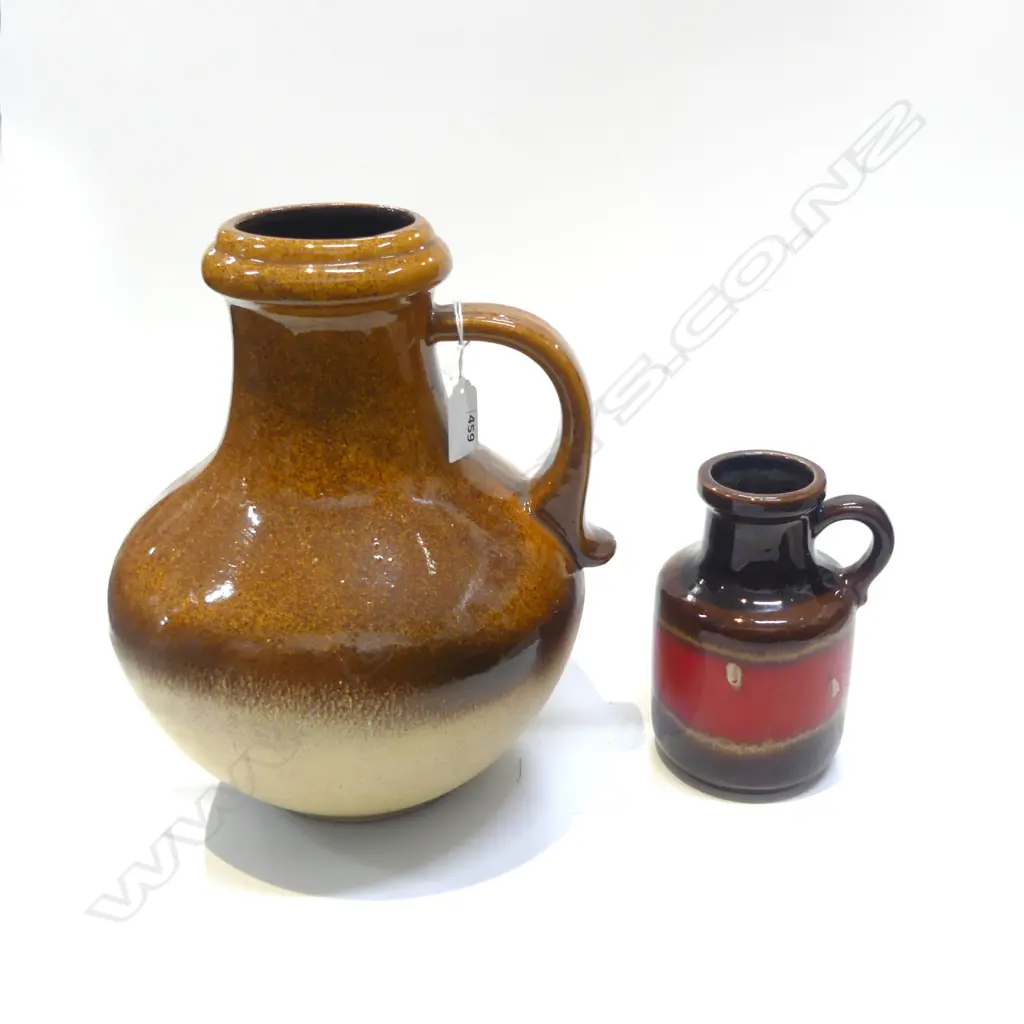2 RETRO WEST GERMAN HANDLED VASES H.280 / 160mm Image 1++