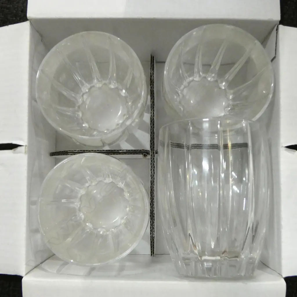 BOXED SET OF 4 MARQUIS WATERFORD WHISKEY TUMBLERS Image 1++
