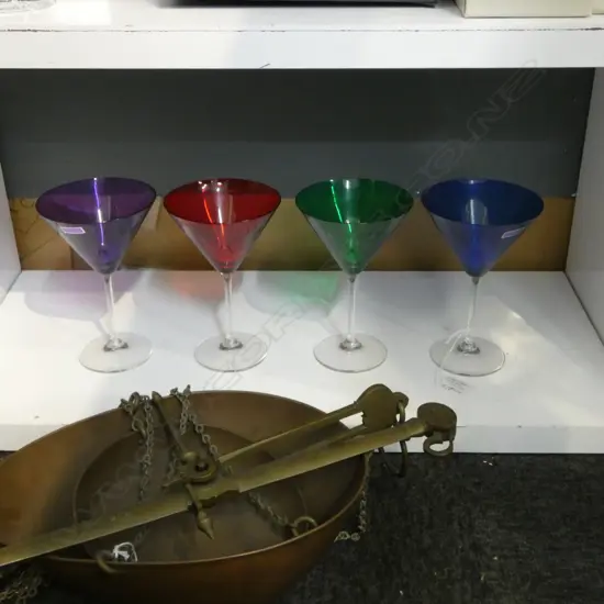 4 MARQUIS WATERFORD COLOURED COCKTAIL GLASSES H200MM