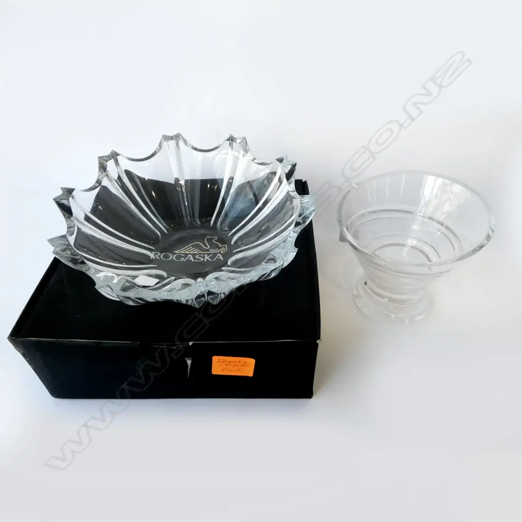 ROGASKA BOXED CRYSTAL BOWL DIA 330MM & CRYSTAL VASE H180MM Image 1++