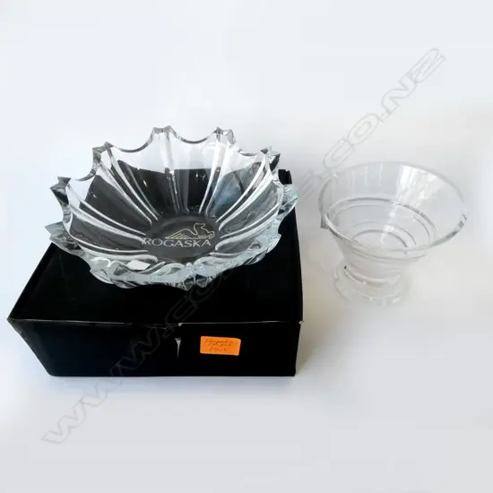 ROGASKA BOXED CRYSTAL BOWL DIA 330MM & CRYSTAL VASE H180MM