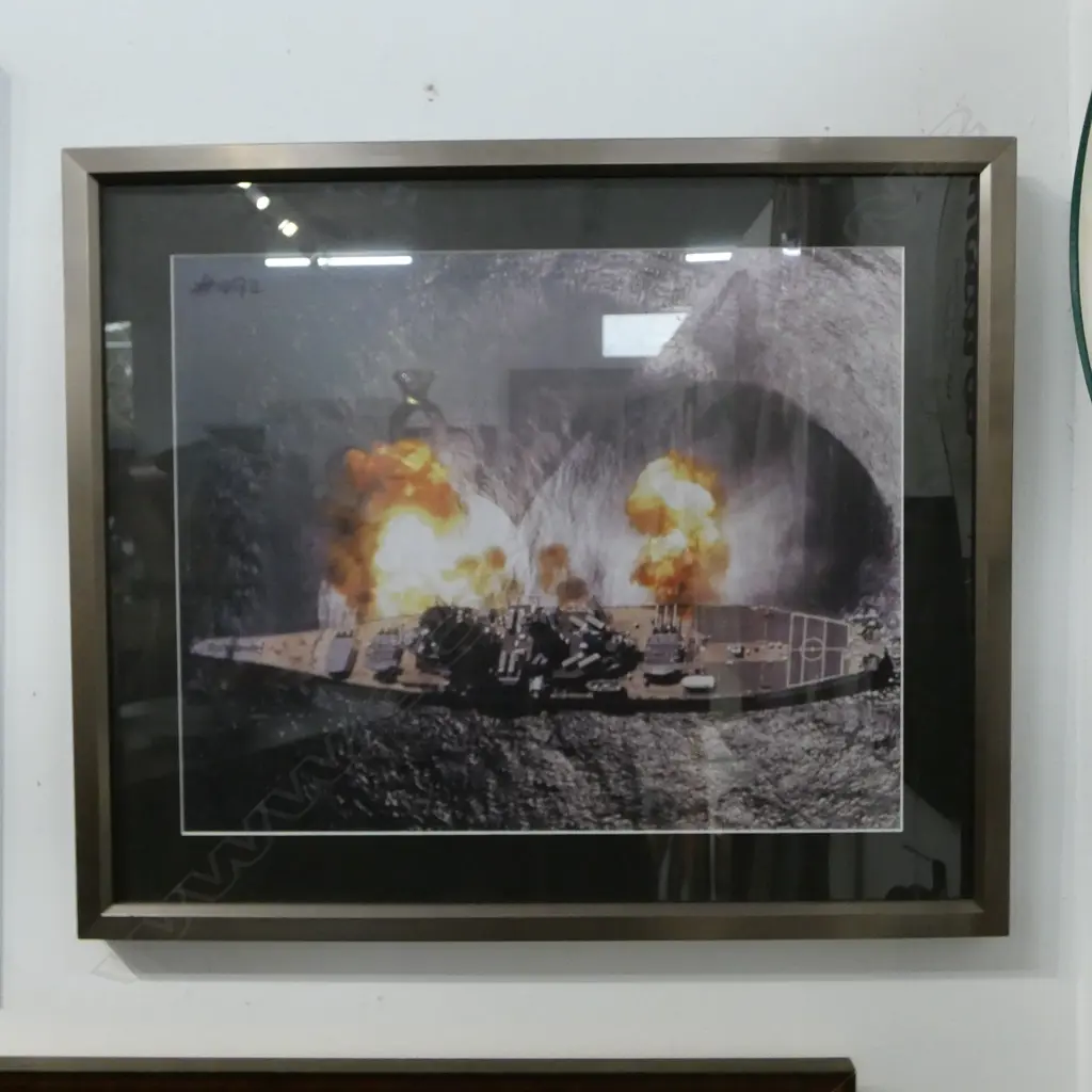 3 MILITARY PRINTS; BARRIE CLARK SPITFIRE 570x995mm, BATTLESHIP, COULSON 'MERLINS THUNDER' Image 1++
