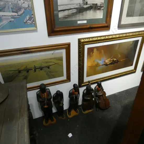 3 MILITARY PRINTS; BARRIE CLARK SPITFIRE 570x995mm, BATTLESHIP, COULSON 'MERLINS THUNDER'