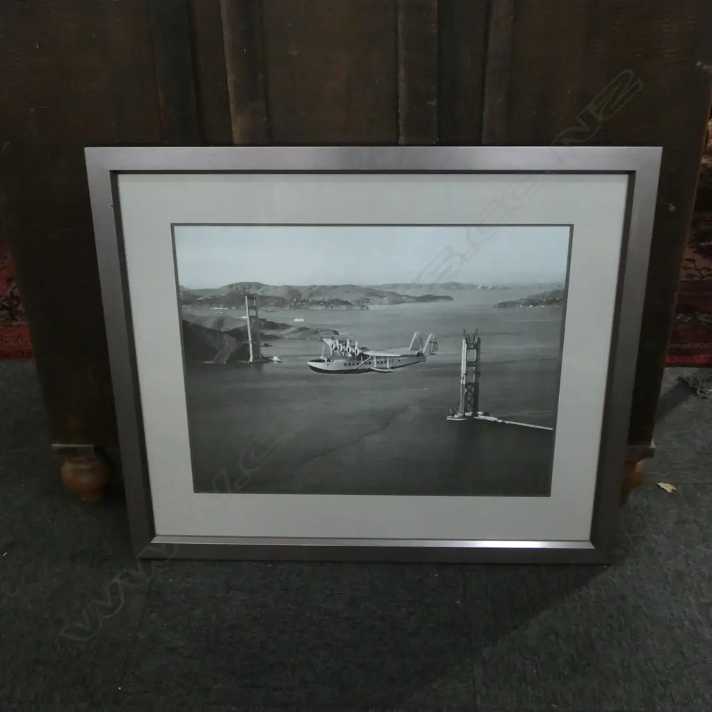 FRAMED PHOTO 'SIRKOSKY 2-42 THROUGH THE GOLDEN GATE 1935' 440x560mm Image 1++