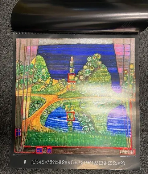 F HUNDERTWASSER CICERO ART CALENDER 1977. HUNDERTWASSER IN NZ 1974-76 560 X 530mm Image 1++
