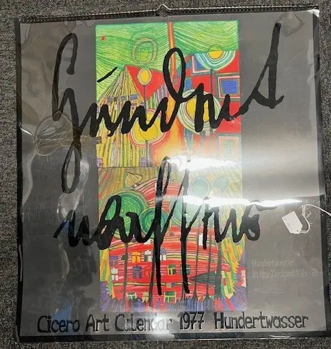 F HUNDERTWASSER CICERO ART CALENDER 1977. HUNDERTWASSER IN NZ 1974-76 560 X 530mm Image 1++
