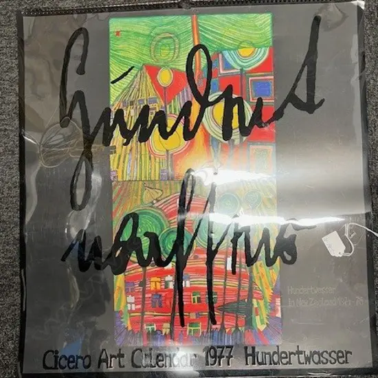 F HUNDERTWASSER CICERO ART CALENDER 1977. HUNDERTWASSER IN NZ 1974-76 560 X 530mm