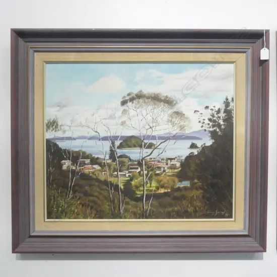 HARRY SANGL 'PAIHIA, BAY OF ISLANDS' OIL ON BOARD '79 500x600mm