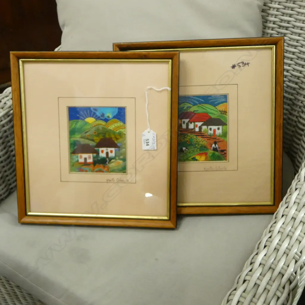 MARTHA CATANO (NSW AUSTRALIA) PR STITCHED ARTWORKS 115 X 100mm signed & dated '96. Framed  Image 1++